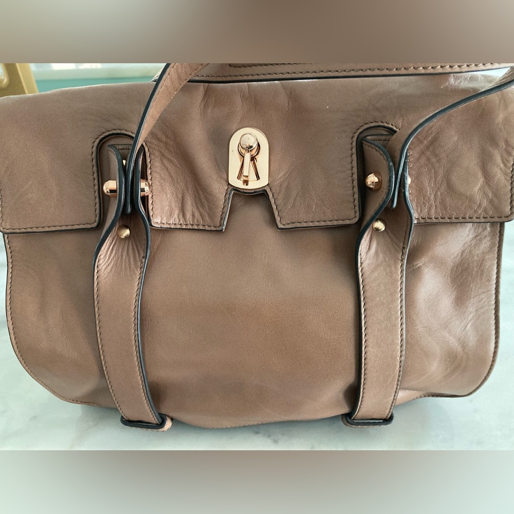 KOOBA Bag with Gold Hardware 2 Tone Leather Removable Shoulder Strap